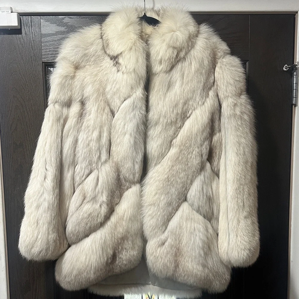 White Fox Fur Jacket - Picture 1 of 8